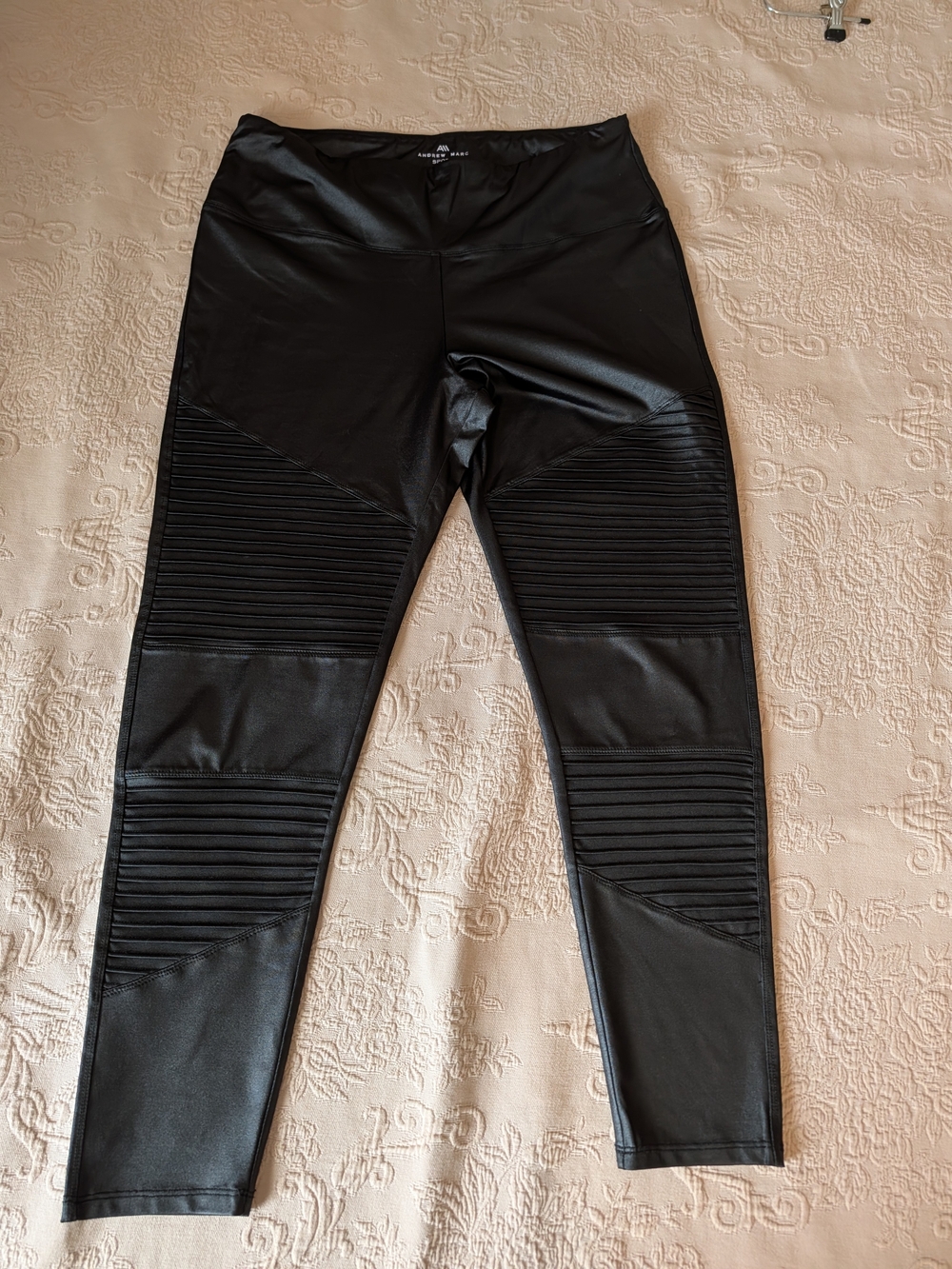 Andrew Marc Sport Black Faux Leather Moto-Style Jeggings